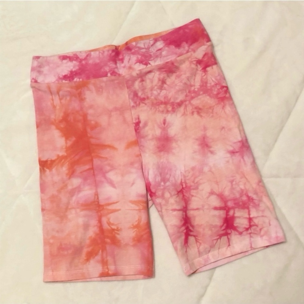 Pink And Orange Tie Dye Cotton Biker Shorts